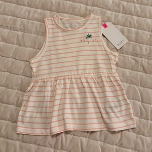 Roxy Tropical Peach Peplum Tank Top with Palm Detail